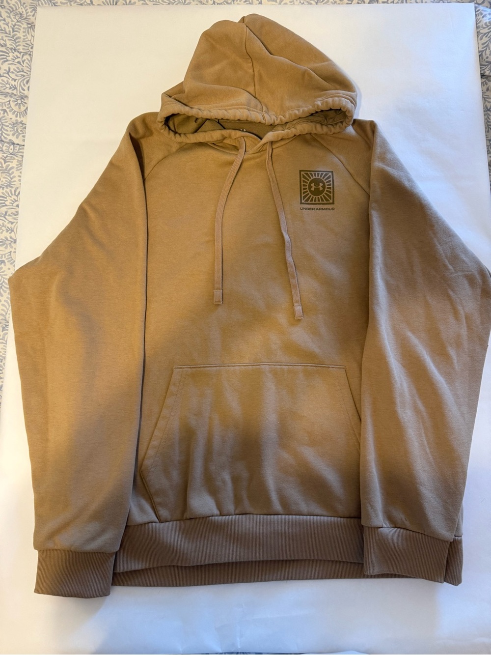 Under Armour Brown/Tan Pullover Hoodie with Logo Patch